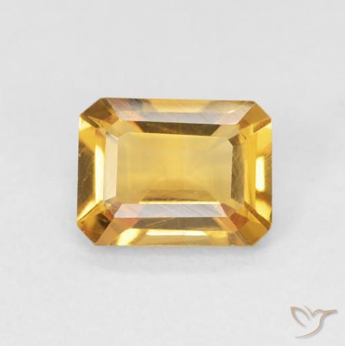 1.30ct 天然 オレンジゴールド シトリン, エメラルドカット, VVS