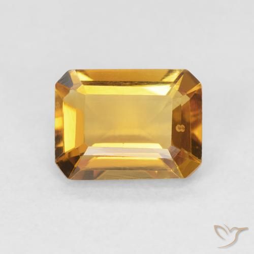 1.44ct 天然 オレンジゴールド シトリン, エメラルドカット, VVS