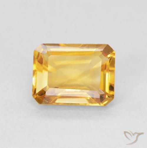 1.55ct 天然 オレンジゴールド シトリン, エメラルドカット, VVS