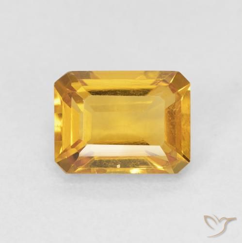 1.61ct 天然 オレンジゴールド シトリン, エメラルドカット, VVS