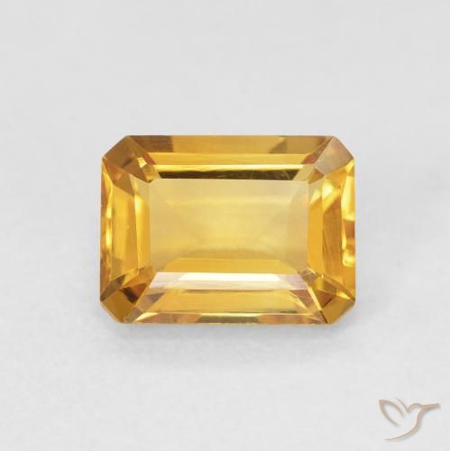 1.59ct 天然 Medium Light Orange-Gold シトリン, エメラルドカット, VVS