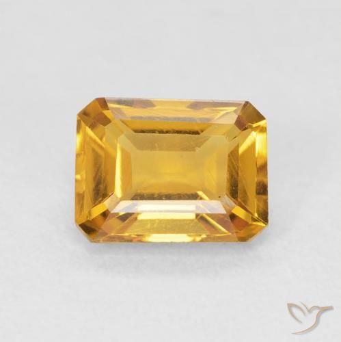 1.58ct 天然 Medium Light Orange-Gold シトリン, エメラルドカット, VVS