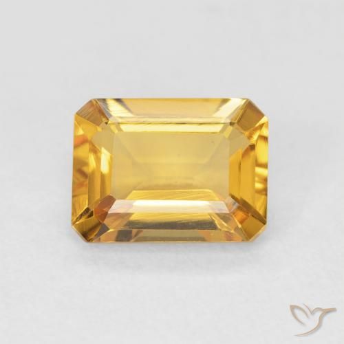 1.43ct 天然 オレンジゴールド シトリン, エメラルドカット, VVS
