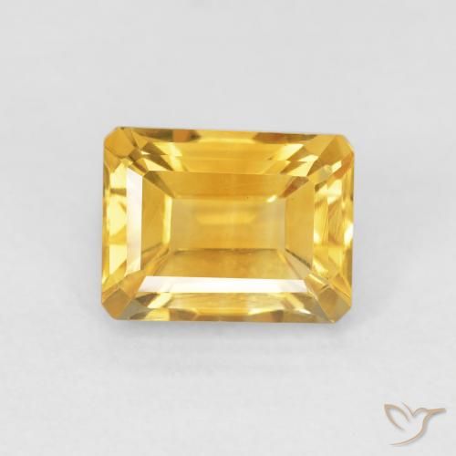 1.93ct 天然 ミディアムゴールド シトリン, エメラルドカット, VVS