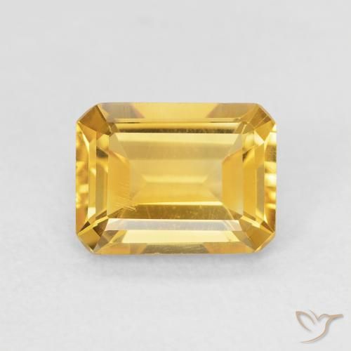 1.42ct 天然 ゴールド シトリン, エメラルドカット, VVS