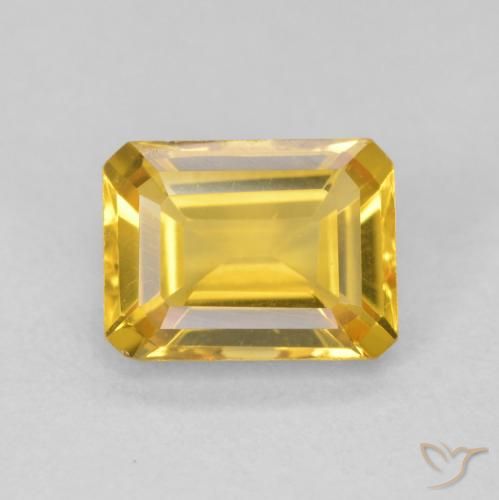 1.56ct 天然 ゴールド シトリン, エメラルドカット, VVS-VS