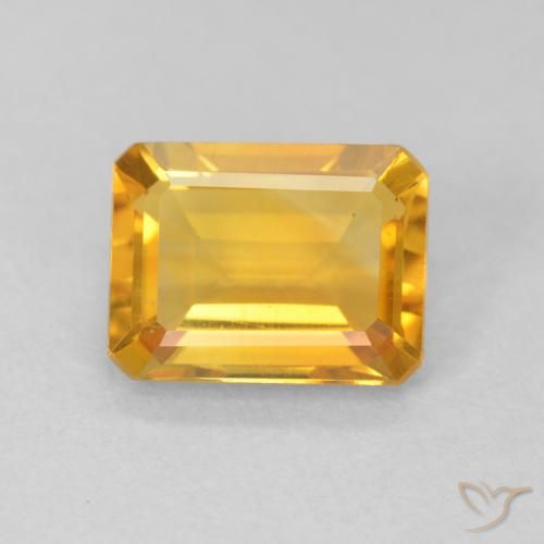 1.40ct 天然 ゴールドオレンジ シトリン, エメラルドカット, VVS-VS