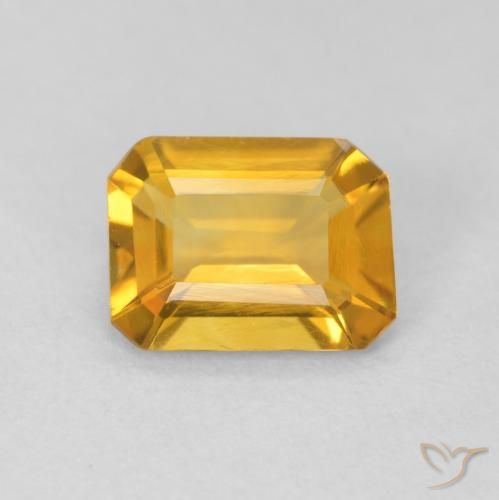 1.13ct 天然 Medium Light Orange-Gold シトリン, エメラルドカット, VVS-VS