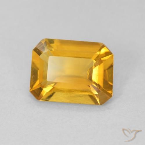 1.13カラットの天然Medium Light Orange-Goldシトリン、八角形 / エメラルドカット、VVS-VS