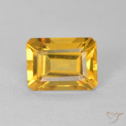 1.35ct 天然 オレンジゴールド シトリン, エメラルドカット, VVS-VS