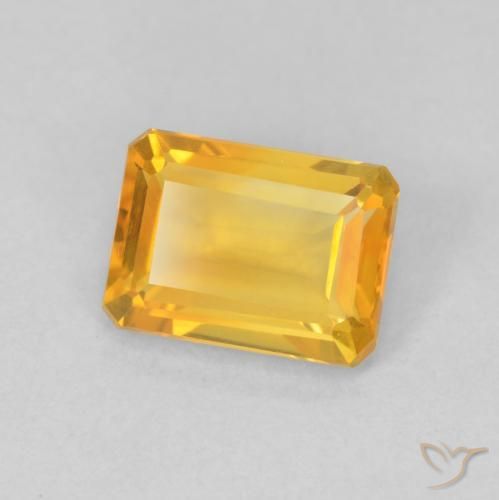 1.26カラットの天然Medium Light Orange-Goldシトリン、八角形 / エメラルドカット、VVS-VS