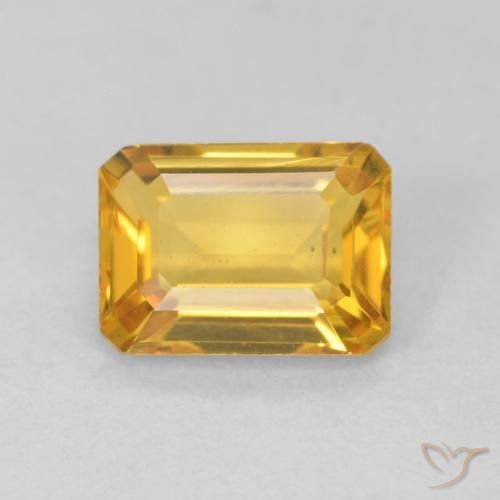 1.43ct 天然 オレンジゴールド シトリン, エメラルドカット, VVS-VS