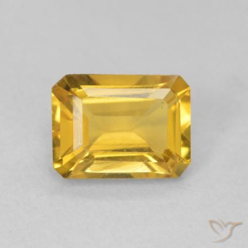 1.29ct 天然 ゴールド シトリン, エメラルドカット, VVS-VS