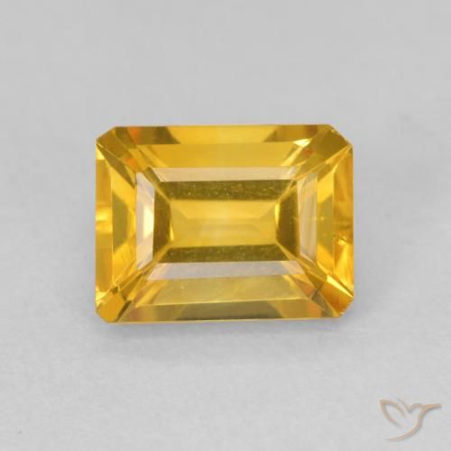 1.60ct 天然 濃いゴールデンオレンジ シトリン, エメラルドカット, VVS-VS