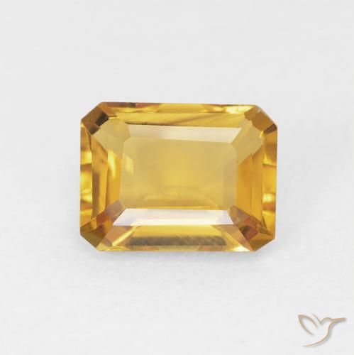 1.44ct 天然 Medium Light Orange-Gold シトリン, エメラルドカット, VVS-VS
