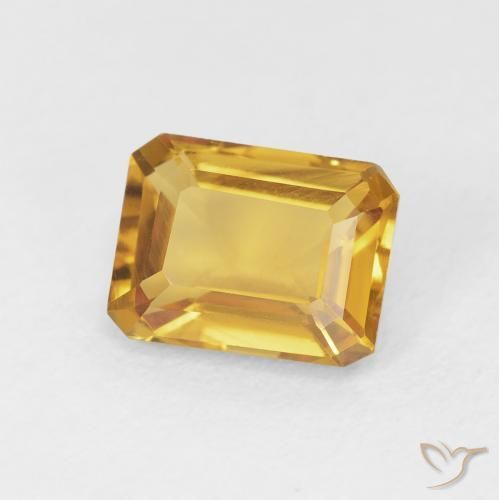 1.44カラットの天然Medium Light Orange-Goldシトリン、八角形 / エメラルドカット、VVS-VS