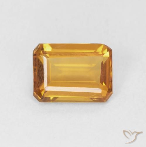 1.18ct 天然 オレンジゴールド シトリン, エメラルドカット, VS