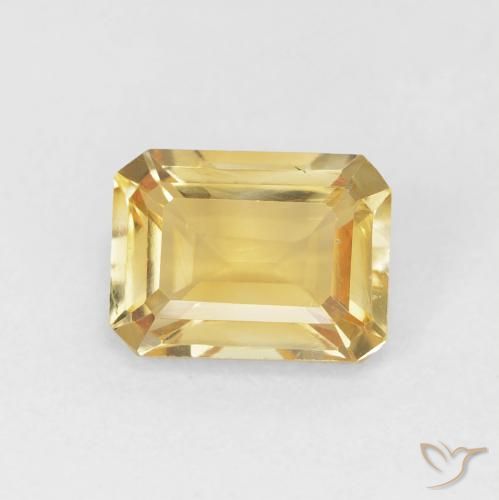 1.48ct 天然 ゴールド シトリン, エメラルドカット, VS