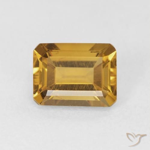 1.54ct 天然 濃いゴールド シトリン, エメラルドカット, VS