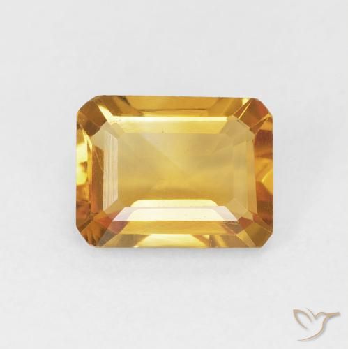 1.42ct 天然 ミディアムオレンジゴールド シトリン, エメラルドカット, VVS-VS