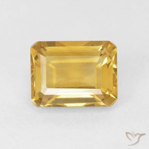 1.75ct 天然 ゴールド シトリン, エメラルドカット, VVS