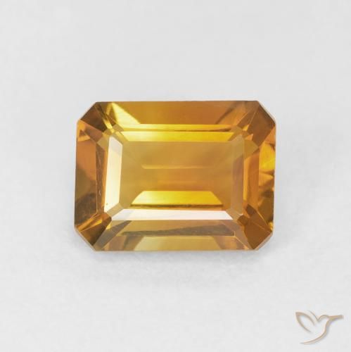 1.47ct 天然 オレンジゴールド シトリン, エメラルドカット, VVS