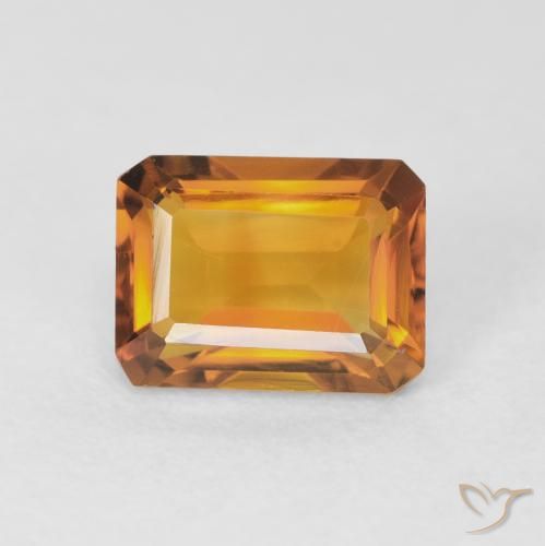 1.68ct 天然 濃いオレンジゴールド シトリン, エメラルドカット, VVS
