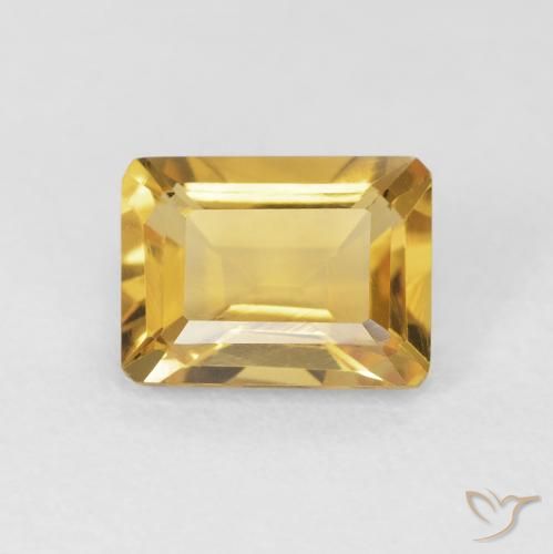 1.45ct 天然 ゴールド シトリン, エメラルドカット, VVS