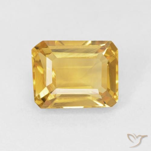 1.80ct 天然 明るいゴールド シトリン, エメラルドカット, VVS