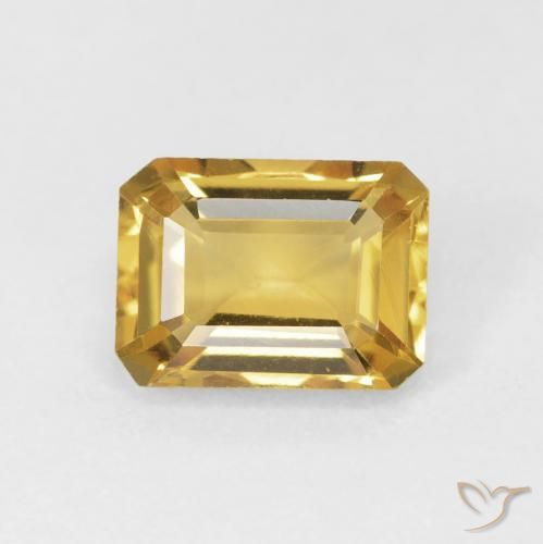 1.53ct 天然 ゴールド シトリン, エメラルドカット, VVS