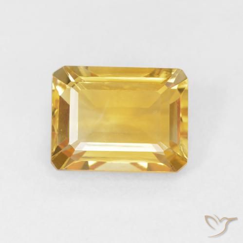 1.56ct 天然 ゴールド シトリン, エメラルドカット, VVS