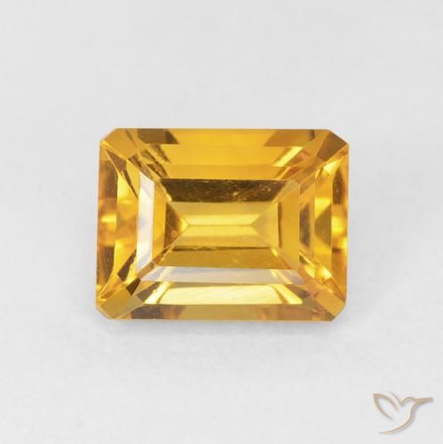1.82ct 天然 ミディアムゴールド シトリン, エメラルドカット, VVS-VS