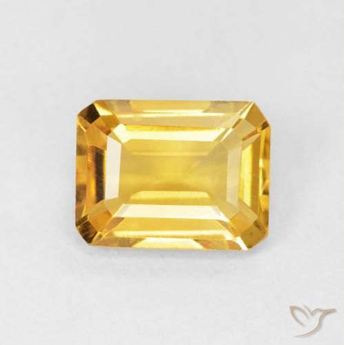 1.40ct 天然 ゴールド シトリン, エメラルドカット, VVS-VS