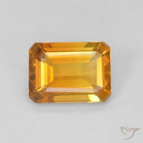 1.13ct 天然 ミディアムオレンジ シトリン, エメラルドカット, VVS-VS