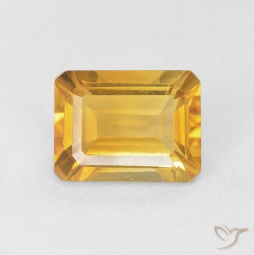 1.77ct 天然 ミディアムゴールデン シトリン, エメラルドカット, VVS