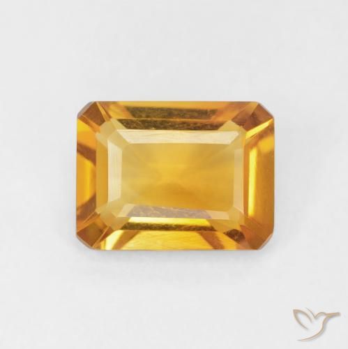 1.32ct 天然 ミディアムオレンジゴールド シトリン, エメラルドカット, VVS