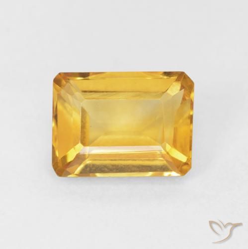 1.55ct 天然 ゴールドオレンジ シトリン, エメラルドカット, VVS