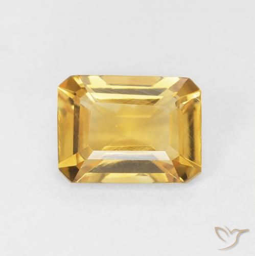 1.37ct 天然 濃いゴールド シトリン, エメラルドカット, VVS