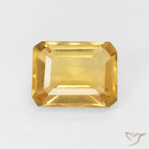 1.66ct 天然 濃いゴールド シトリン, エメラルドカット, VVS