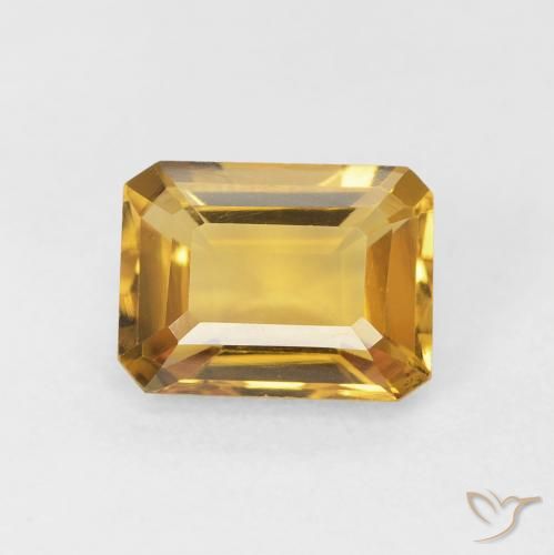 1.46ct 天然 ゴールド シトリン, エメラルドカット, VVS