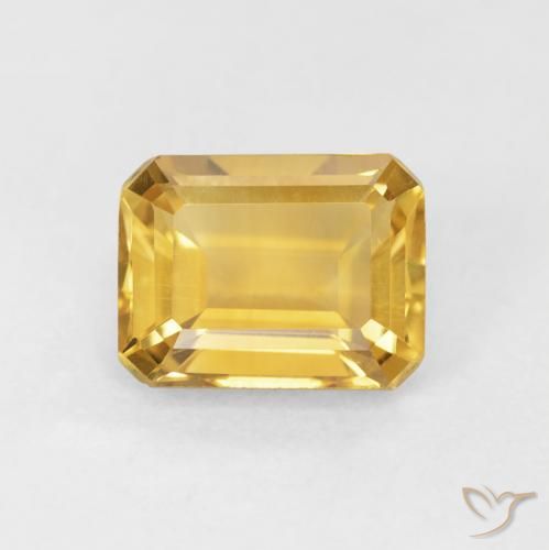 1.57ct 天然 ゴールド シトリン, エメラルドカット, VVS