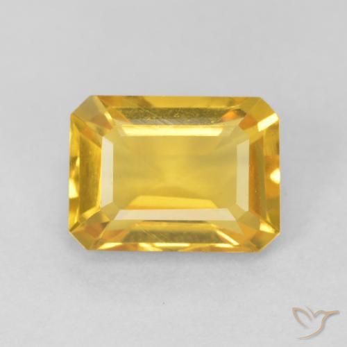 1.56ct 天然 明るいゴールド シトリン, エメラルドカット, VVS