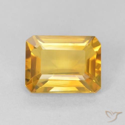 1.51ct 天然 明るいゴールド シトリン, エメラルドカット, VVS