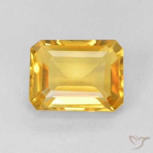 1.78ct 天然 ミディアムゴールド シトリン, エメラルドカット, VVS