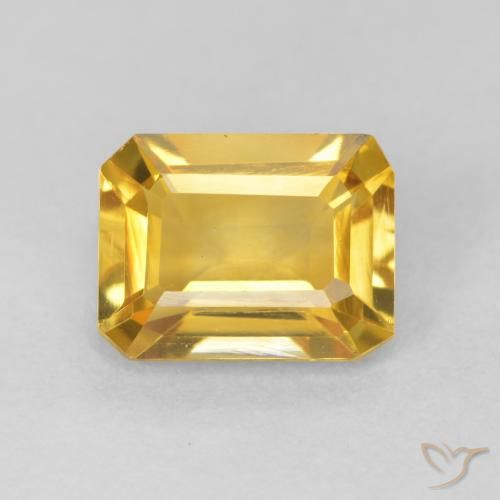 1.42ct 天然 ミディアムゴールド シトリン, エメラルドカット, VVS
