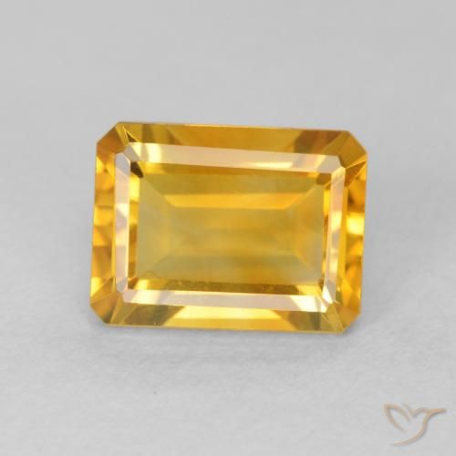 1.63ct 天然 オレンジゴールド シトリン, エメラルドカット, VVS