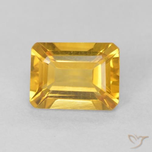 1.47ct 天然 明るいゴールド シトリン, エメラルドカット, VVS