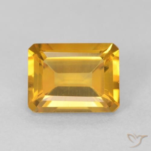 1.54ct 天然 オレンジゴールド シトリン, エメラルドカット, VVS