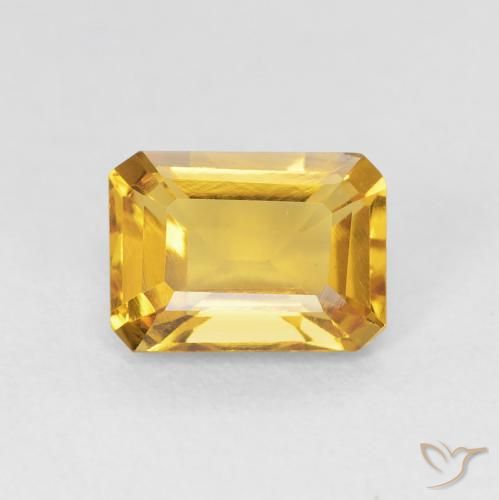 1.38ct 天然 ゴールド シトリン, エメラルドカット, VVS-VS