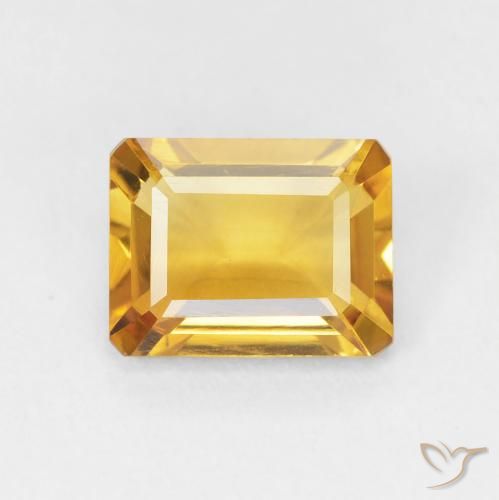 1.49ct 天然 ミディアムゴールド シトリン, エメラルドカット, VVS-VS
